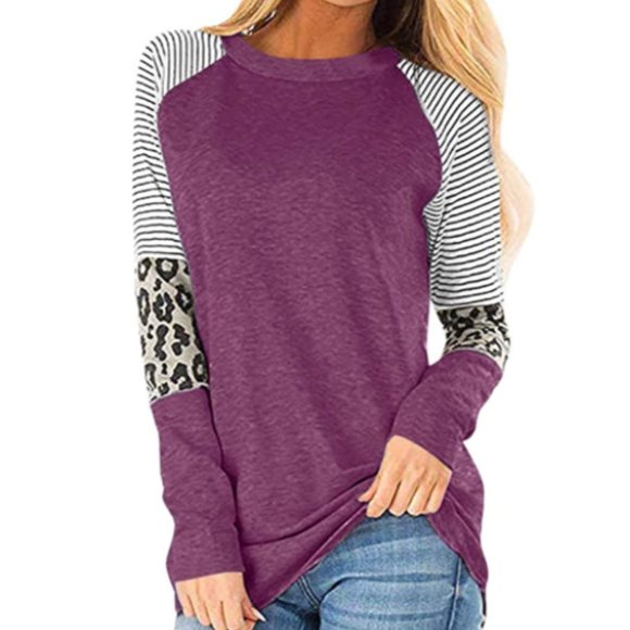 Tops - NWT Purple Striped Cheetah Print Long Sleeve Tee